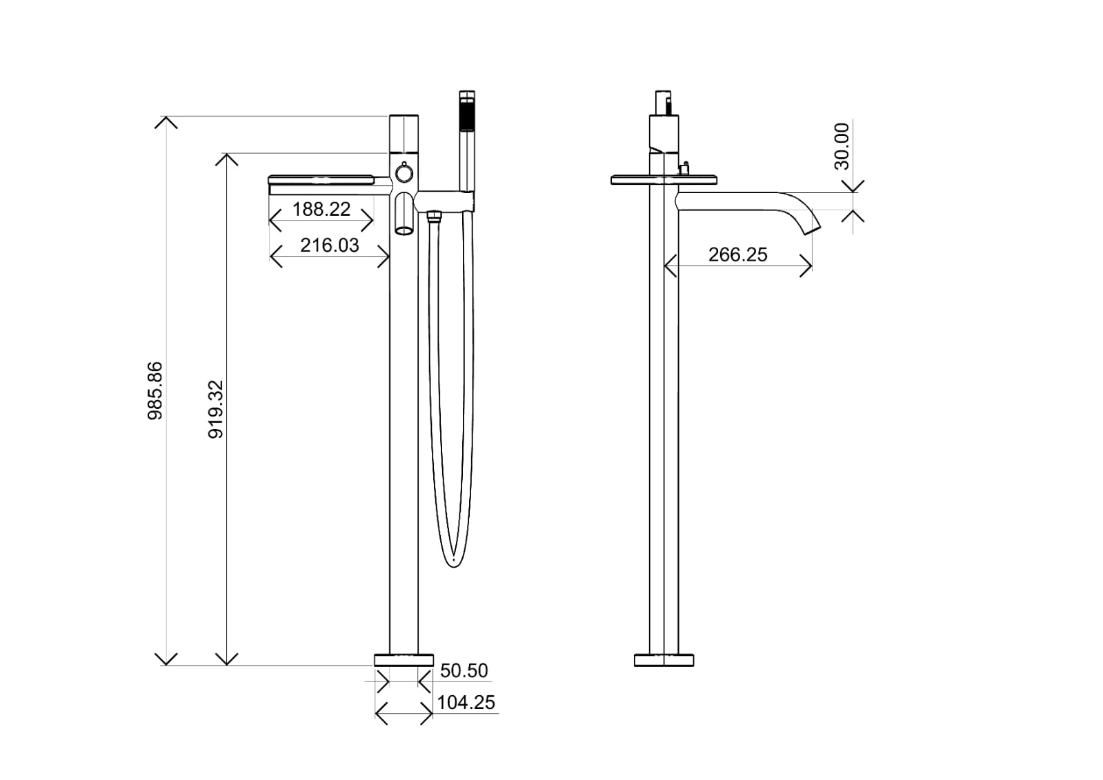 Дополнительное фото №1 Смеситель напольный Boheme Stick Chrome Linea