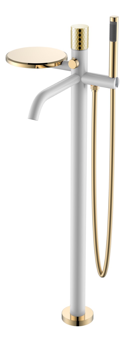 Фото Смеситель напольный Boheme Stick White Diamond Gold