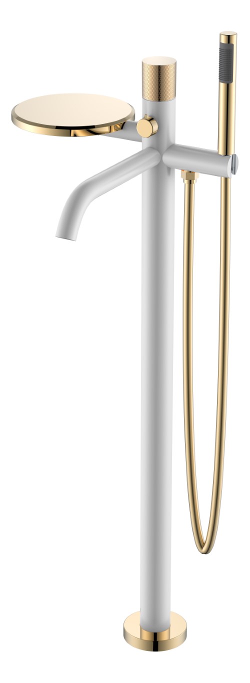 Фото Смеситель напольный Boheme Stick White Diamond Gold