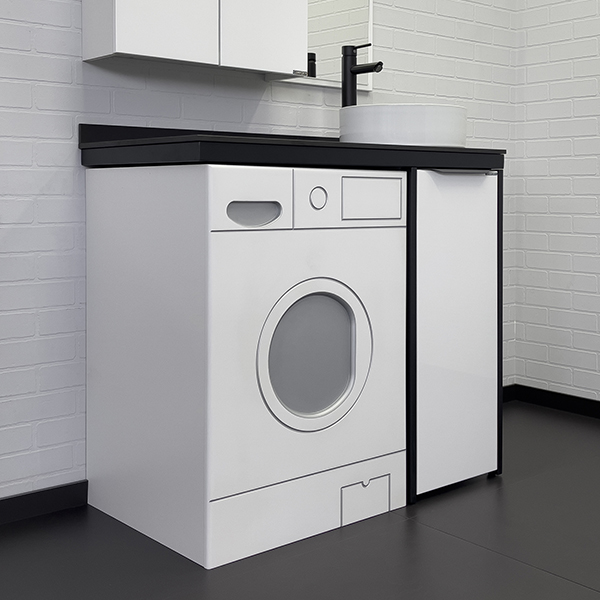 Дополнительное фото №4 Набор мебели Comforty Лозанна-100 белый с антрацитовой столешницей с рак. Art Inside под стир. машин
