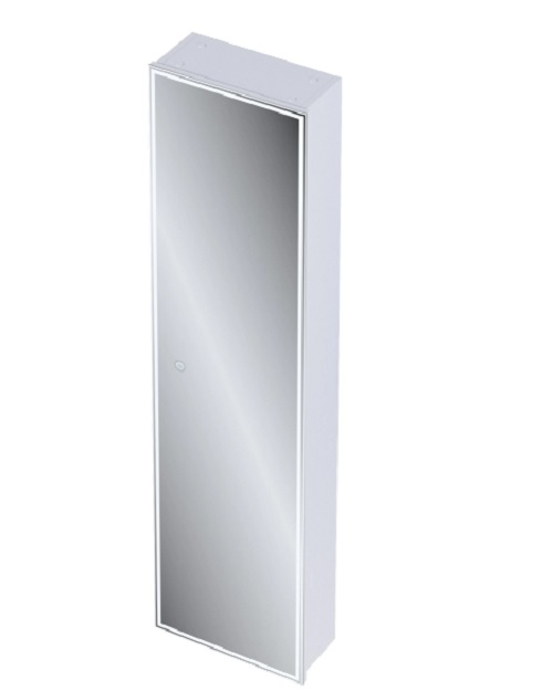 Дополнительное фото №1 Пенал 1Marka Pillar 420x186x1600П 1д белая аляска зеркальный с подсветкой