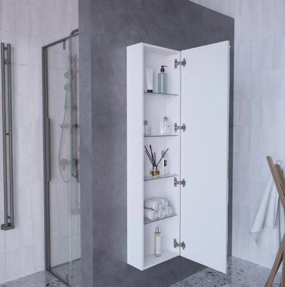 Дополнительное фото №2 Пенал 1Marka Pillar 420x186x1600П 1д белая аляска зеркальный с подсветкой