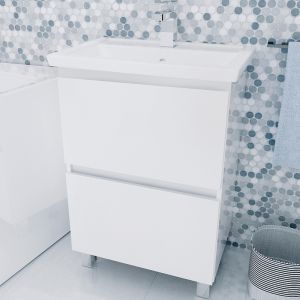 Тумба 1Marka New Aris 70H 2я белый глянец с раковиной como 70