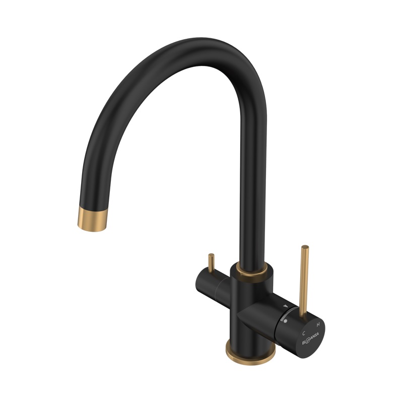 Дополнительное фото №1 Смеситель Elghansa KITCHEN 56B5216-BlackGold для кухни однорычажный (для фильтра) с боковым пе
