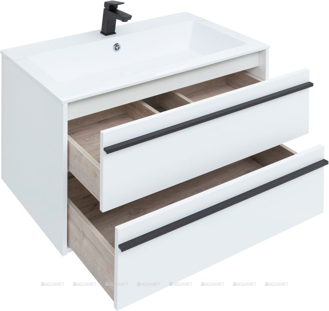 Дополнительное фото №1 Тумба Aquanet Lino 90 белая матовая с раковиной Электра 90