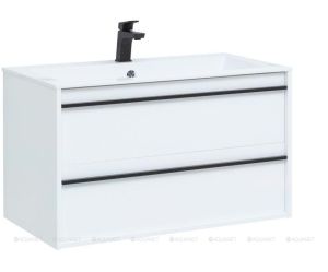 Тумба Aquanet Lino 90 белая матовая с раковиной Электра 90