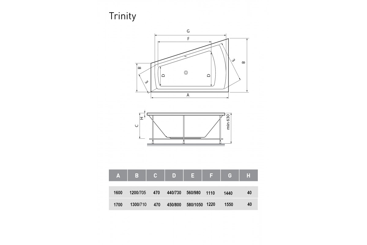 Дополнительное фото №2 Ванна акриловая Vayer Trinity L 160x120