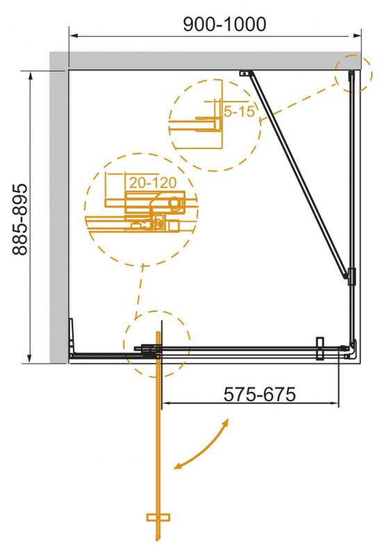 Дополнительное фото №2 Душевой угол Cezares SLIDER-AH-1-90-90/100-C-BORO