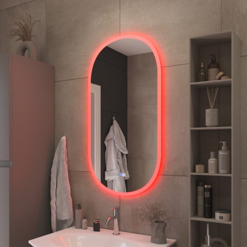 Дополнительное фото №1 Зеркало Belbagno CZR-SPC-ELS-550-1050-RGB-TCH с встроенным светильником и сенс.выкл.