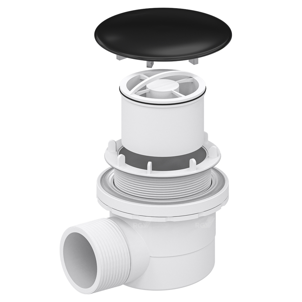 Дополнительное фото №1 Сифон для душевых поддонов RGW Velplex QYD-06 Черный Ø 60 мм с сухим затвором