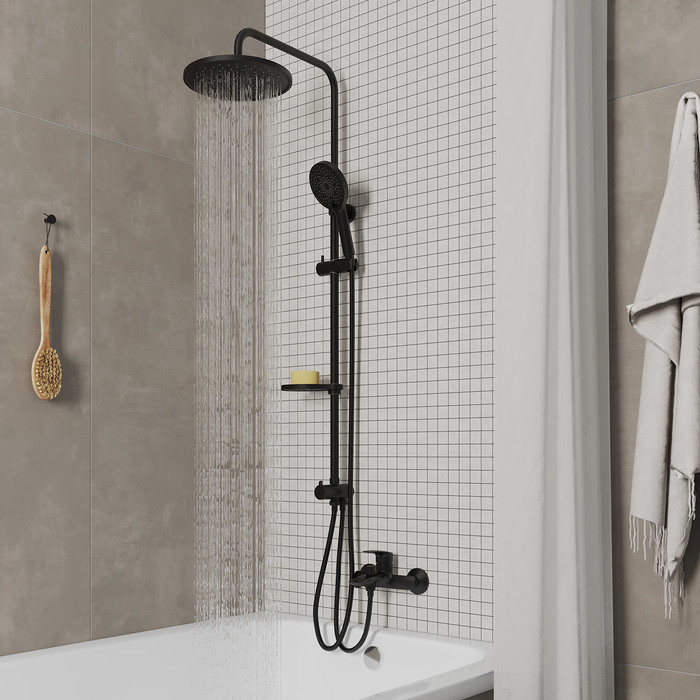 Дополнительное фото №1 Душевой гарнитур с тропической лейкой Milardo Ideal Spa, черный матовы