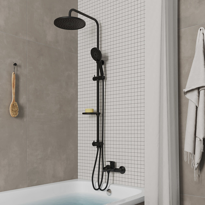Дополнительное фото №5 Душевой гарнитур с тропической лейкой Milardo Ideal Spa, черный матовы