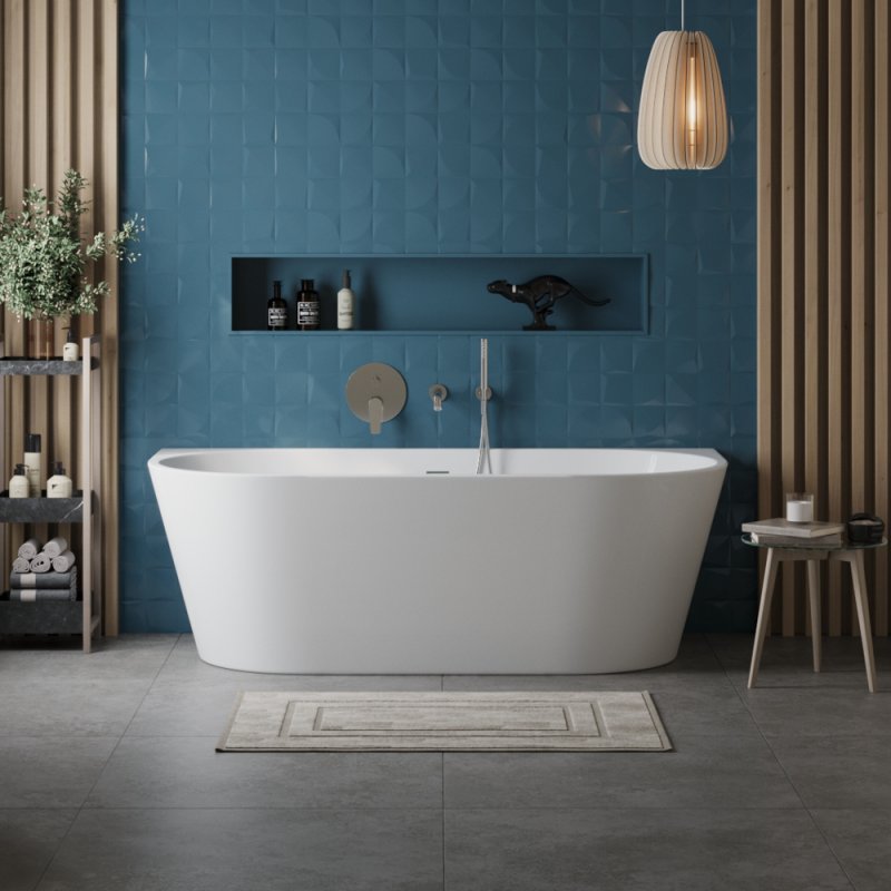 Дополнительное фото №2 Ванна акриловая пристенная Belbagno BB710-1500-750 со сливом-переливом