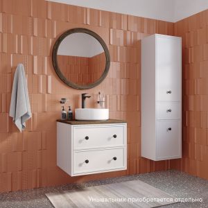 Тумба Iddis Torr 60 подвесная белый, со столешницей макадамия орех