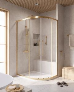 Душевой уголок,асимметричный 120x90x200, стекло прозрачное 8мм, Gold Matt
