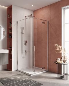 Душевой угол Cezares Liner R 90*90*195 распашная дверь с микролифтом, хром