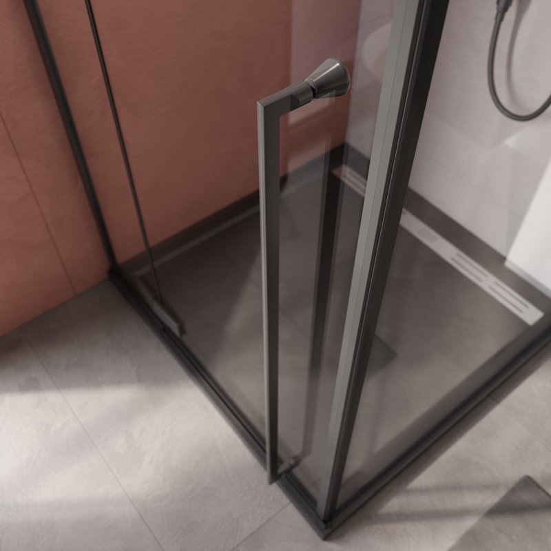 Дополнительное фото №1 Душевой угол Cezares Liner R 90*90*195 распашная дверь с микролифтом, черный