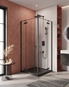 Душевой угол Cezares Liner 90*90*195 распашные двери с микролифтом, черный