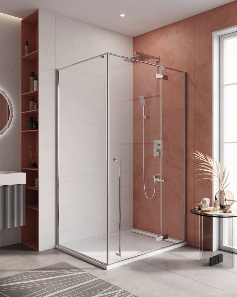 Фото Душевой угол Cezares Liner R 120*90*195 распашная дверь с микролифтом, хром