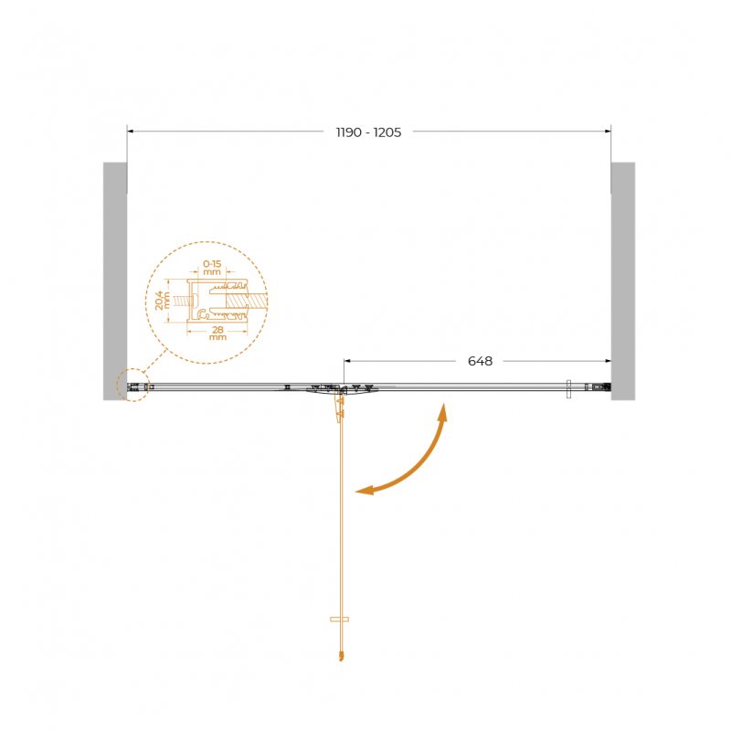 Дополнительное фото №6 Душевая дверь Cezares Liner L 120*195 распашная дверь с микролифтом, хром