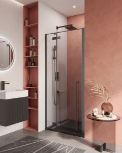 Душевая дверь Cezares Liner L 90*195 распашная дверь с микролифтом, черный