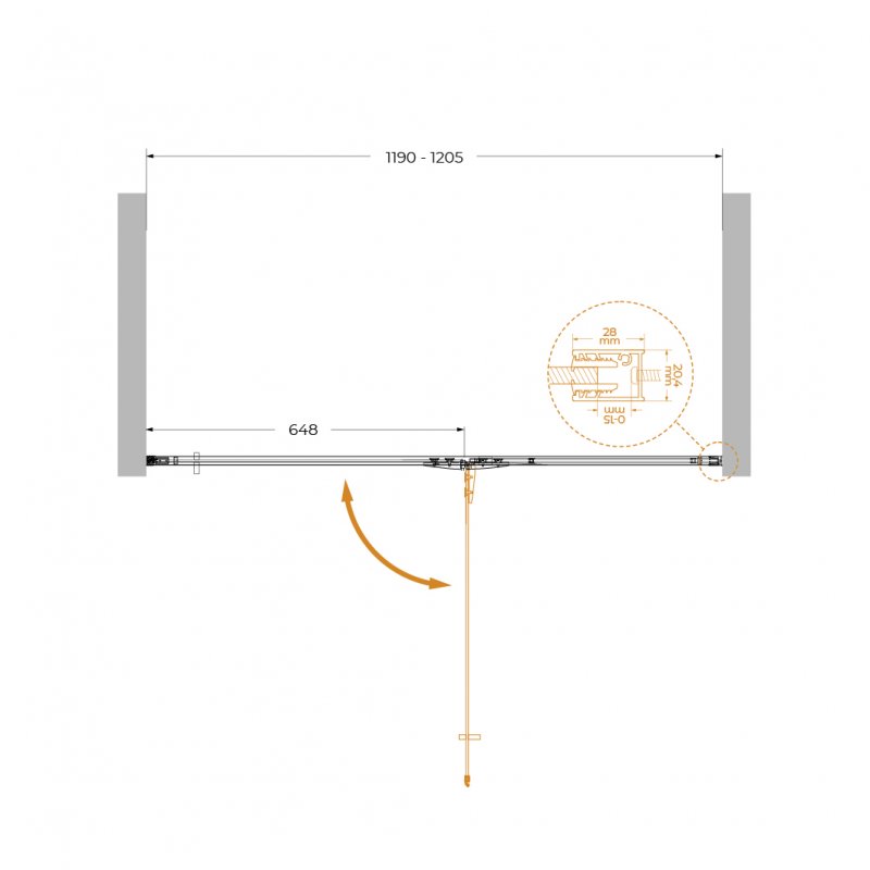 Дополнительное фото №6 Душевая дверь Cezares Liner R 120*195 распашная дверь с микролифтом, хром