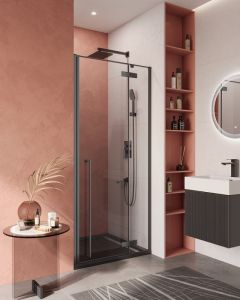 Душевая дверь Cezares Liner R 90*195 распашная дверь с микролифтом, черный