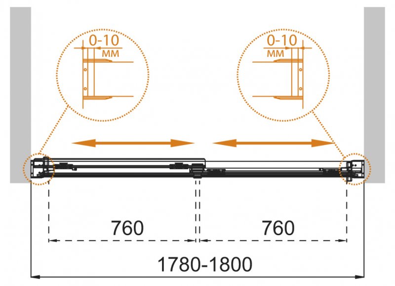 Дополнительное фото №1 Шторка на ванну Cezares TANDEM-SOFT-VF-2-180/145-C-BORO-IV