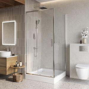 Душевой уголок Belbagno Luce 100*100*195, раздвижная дверь, хром