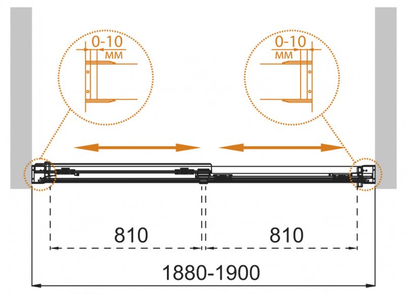 Дополнительное фото №2 Шторка на ванну Cezares TANDEM-SOFT-VF-2-190/145-C-Cr-IV
