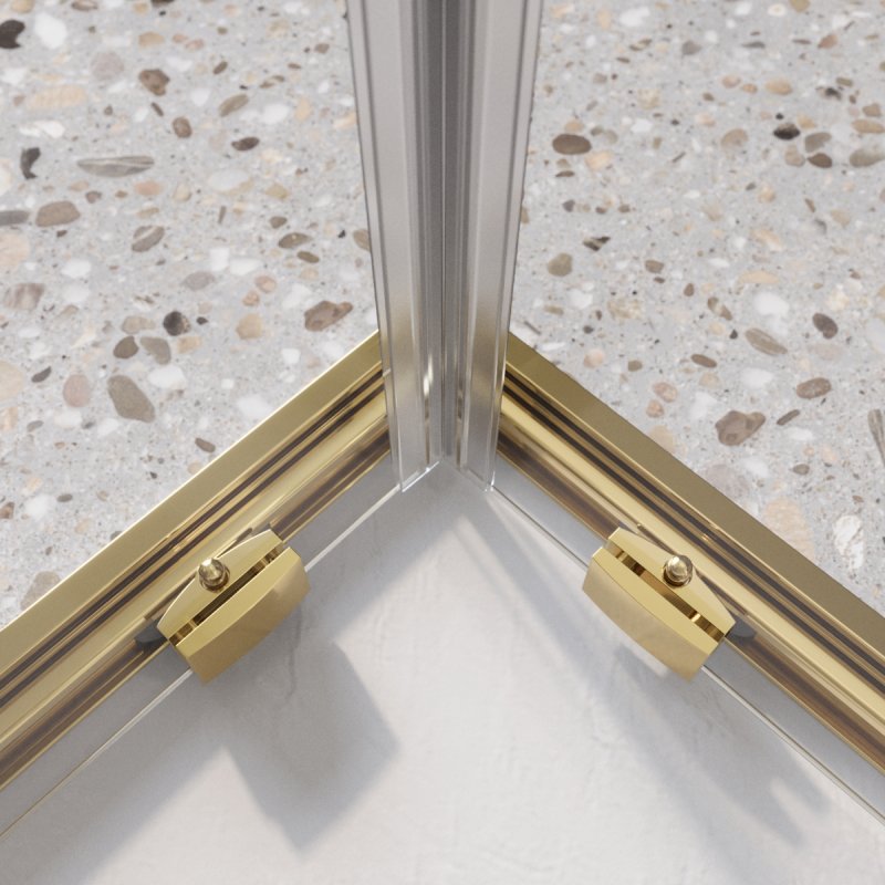 Дополнительное фото №2 Душевой уголок Belbagno Luce 90*90*195, раздвижные двери, золото