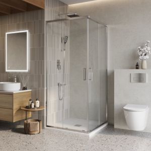 Душевой уголок Belbagno Luce 90*90*195, раздвижные двери, хром