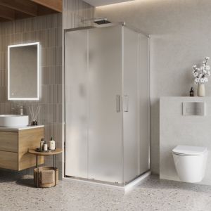 Душевой уголок Belbagno Luce 90*90*195, раздвижные двери, хром
