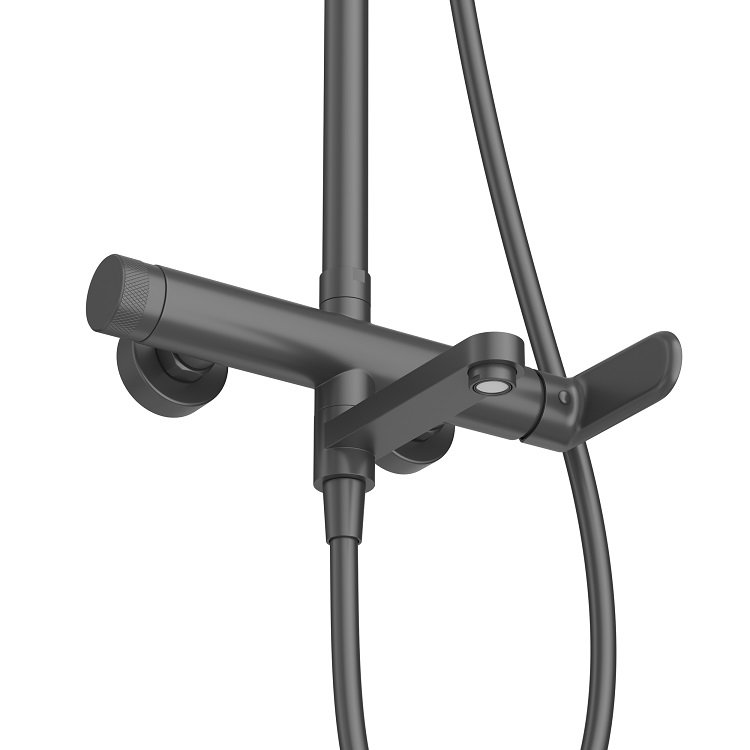 Дополнительное фото №4 STYLUS-CVD-NOP Душевая стойка со смесителем и изливом, черный матовый