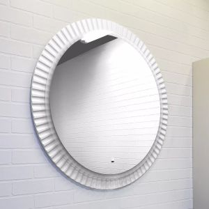 Зеркало Comforty Мадрид 90 LED подсветка, сенсор, антизапотевание, белый глянец