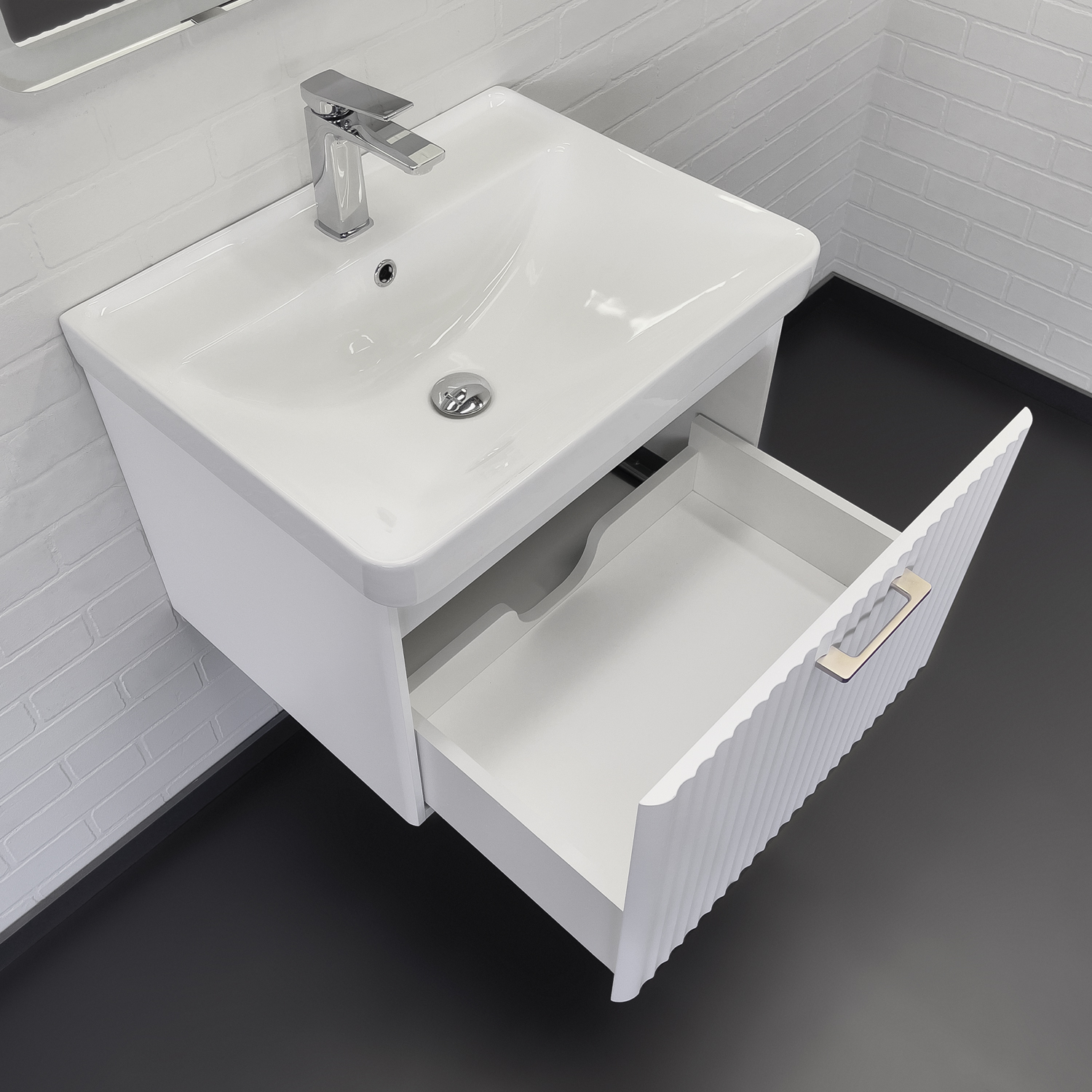 Дополнительное фото №1 Тумба Comforty Ангара 60П белый матовый с раковиной Comforty 4460