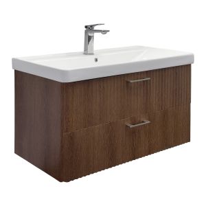Тумба Comforty Ангара 90П дуб темно-коричневый с раковиной Comforty 4490