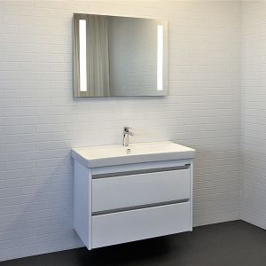 Тумба Comforty Дублин-89 белый глянец с раковиной Ариадна 90