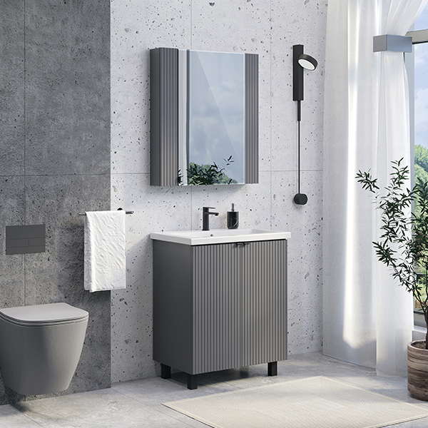 Дополнительное фото №7 Тумба Comforty Лима-70 Н антрацит с раковиной Como 70