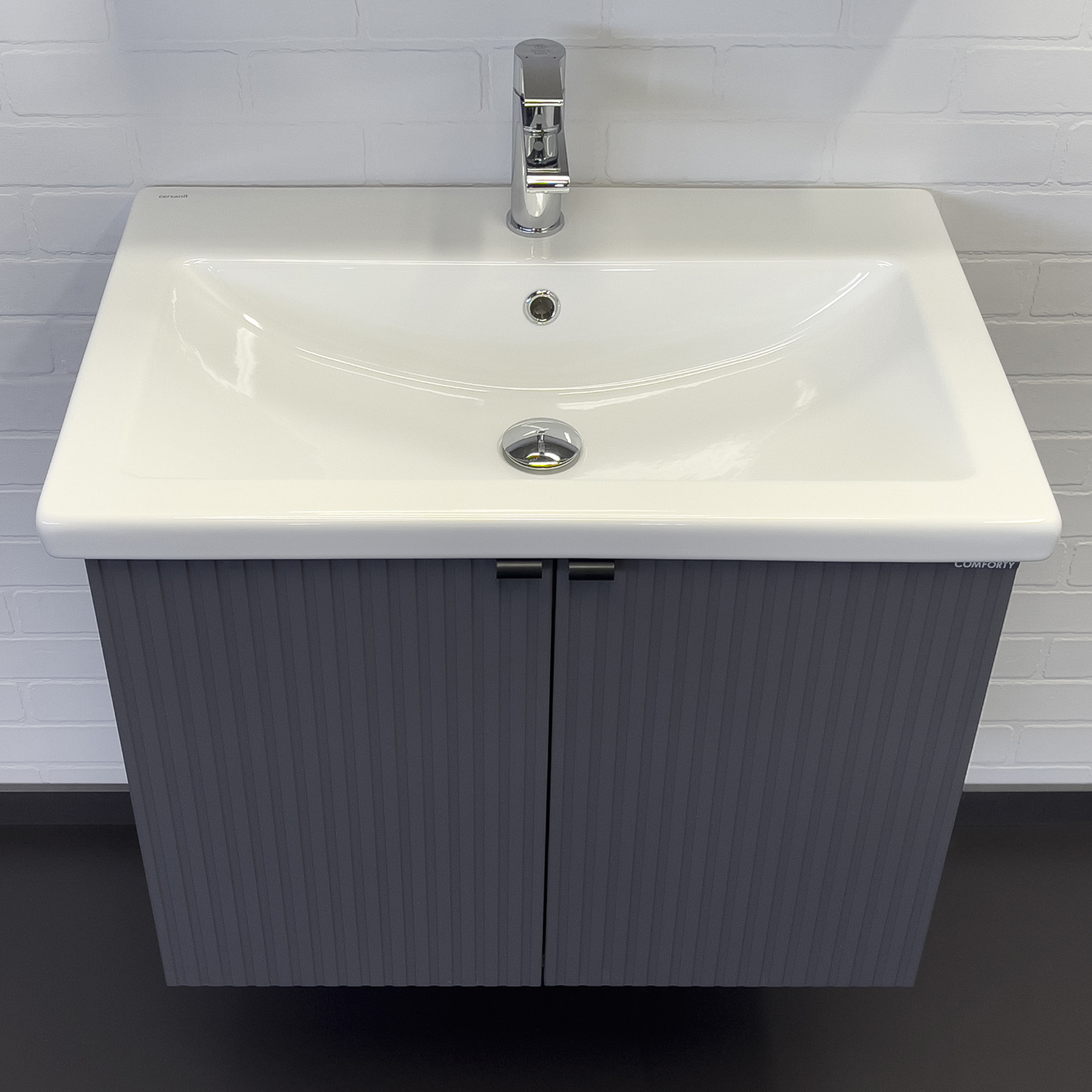 Дополнительное фото №7 Тумба Comforty Лима-70 П антрацит с раковиной Como 70