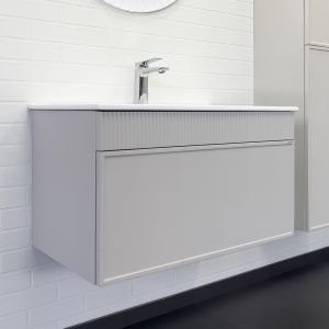 Тумба-умывальник "Мадрид-80" серый шёлк с раковиной COMFORTY 80E