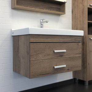 Тумба Comforty Никосия-80П дуб темный с раковиной Fest 80 