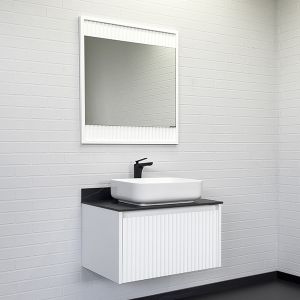 Тумба со столешницей Comforty Марсель 75 белый матовый столешница под мрамор с раковиной T-Y9378