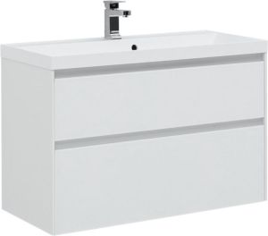 Тумба Aquanet Гласс 100 белая с раковиной Classic-100 