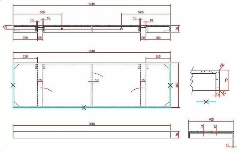 Дополнительное фото №1 Столешница прямая FLAT 160*50 см