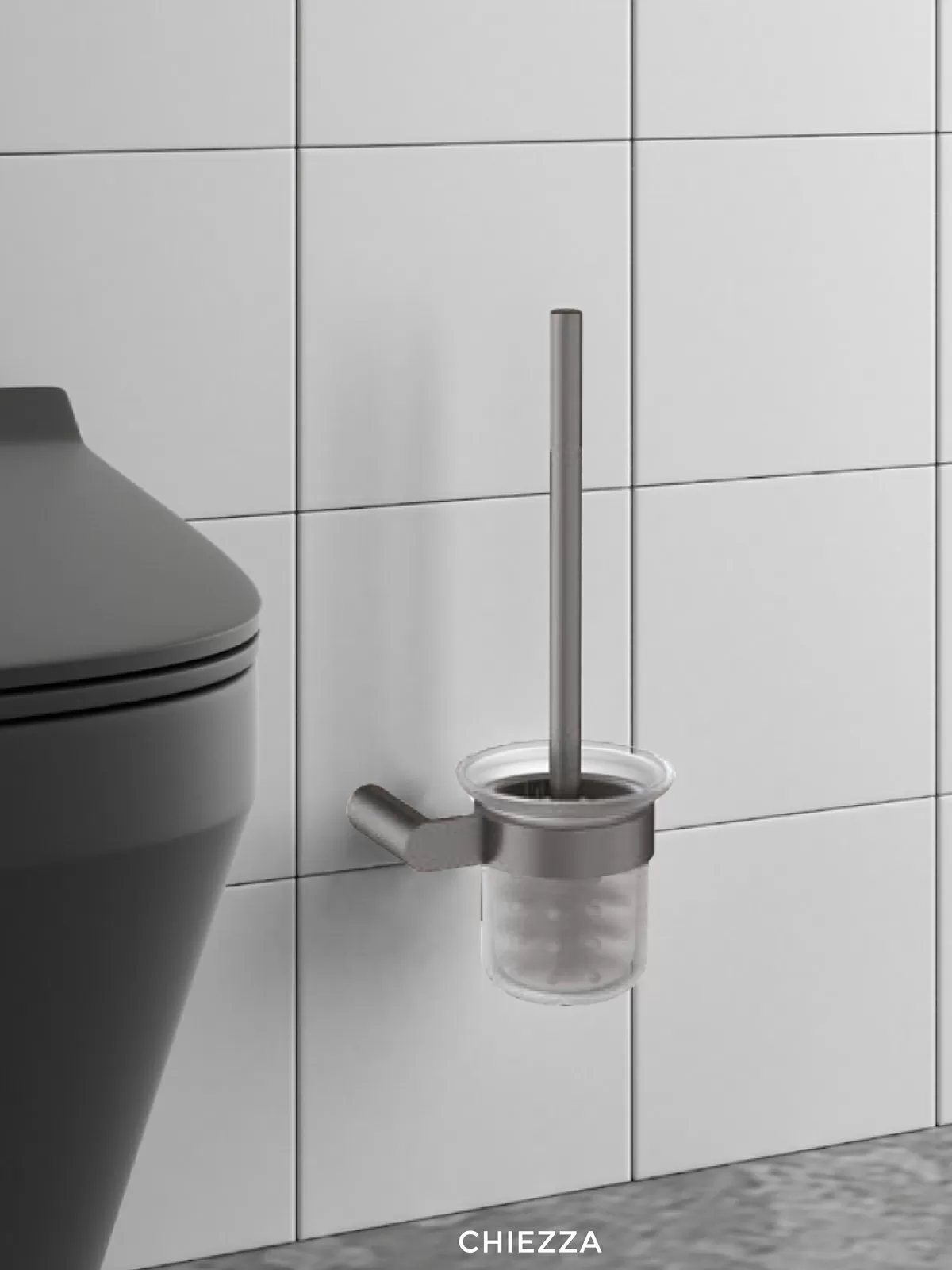 Дополнительное фото №2 Держатель для туалетной щетки Ribago Oval Bathroom, Серый цвет оружейного металла