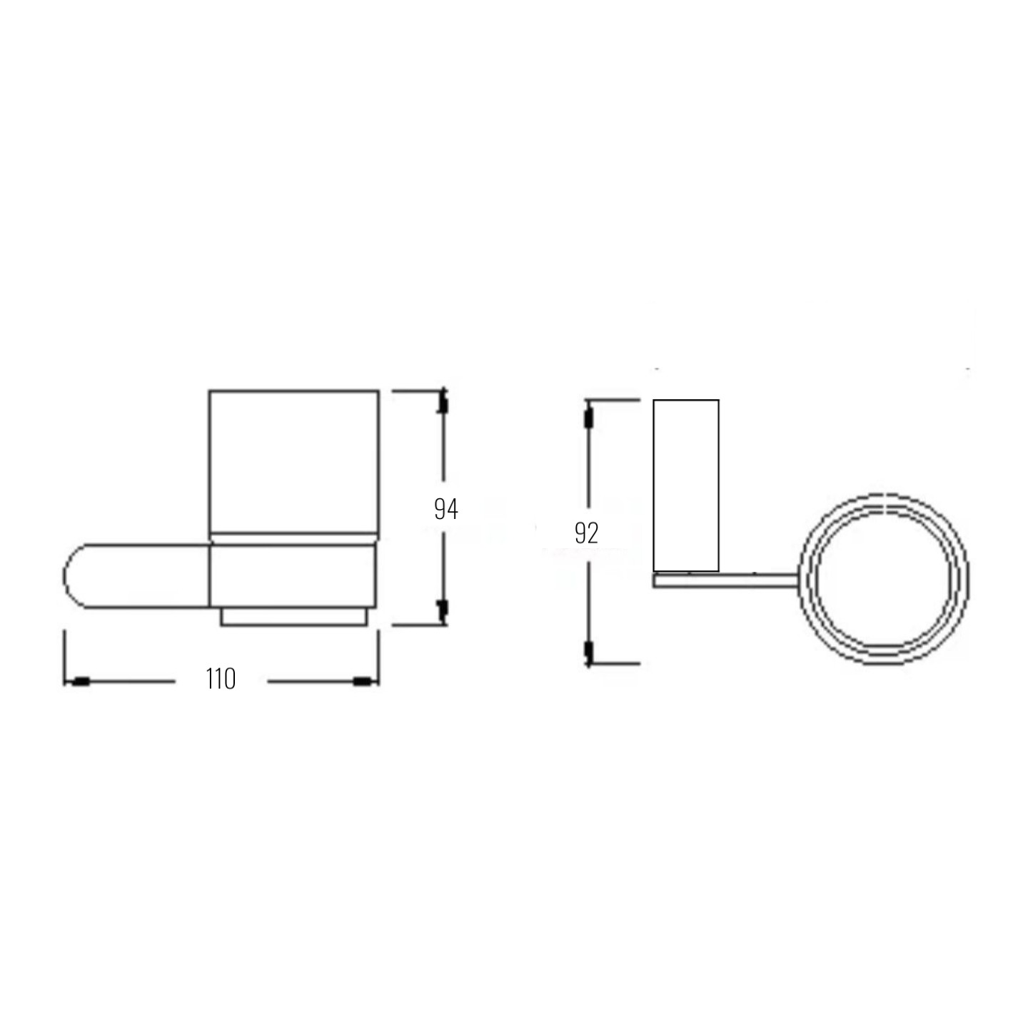 Дополнительное фото №1 Одиночный держатель для стакана Ribago Oval Bathroom, Серый цвет оружейного металла