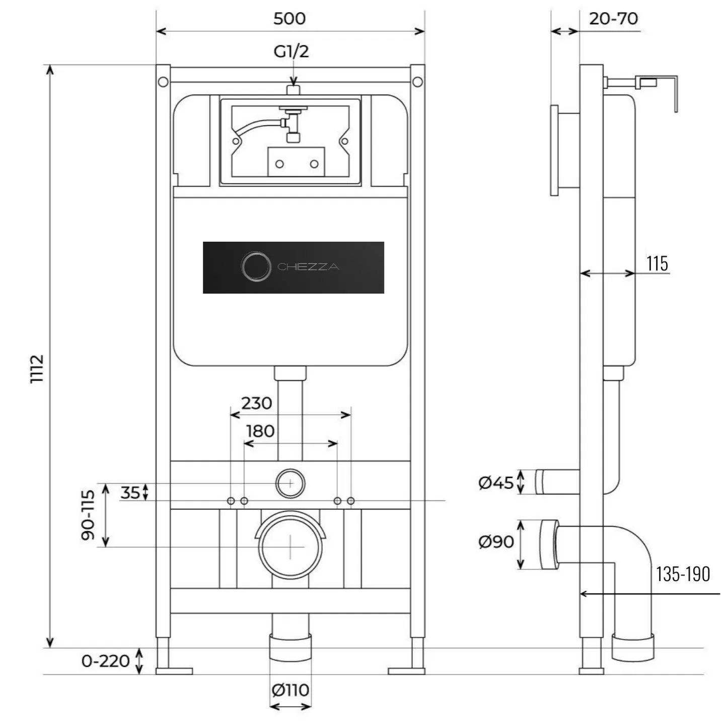 Дополнительное фото №1 Инсталляция CHIEZZA CH602AATA 1112*115*500