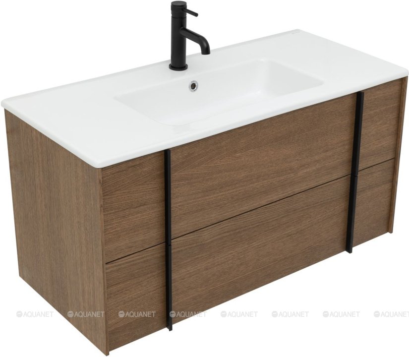 Фото Тумба с раковиной Allen Brau Reality 100 1.32007.NO дуб с ножками черный браш, контейнеры