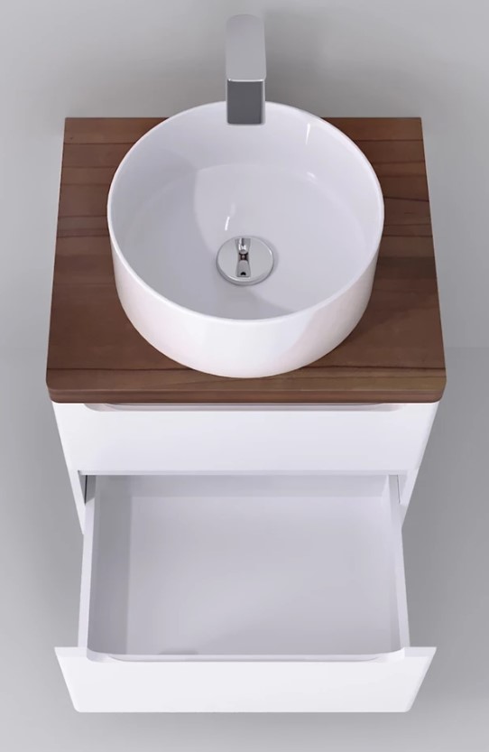 Дополнительное фото №2 Тумба Wood 60 подвесная белая со столешницей Wood 60 светлая